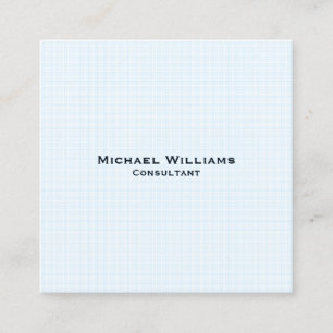 Trendy Blue Checks Modern Minimalist Professional Square Business Card