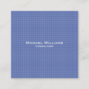 Trendy Blue Checks Modern Minimalist Professional Square Business Card