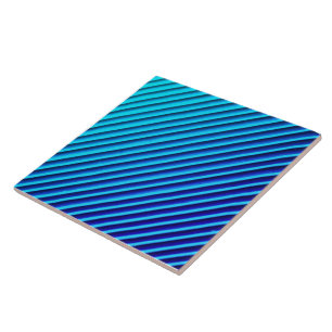 Trendy Blue Color Faux Stripe Ceramic Tile