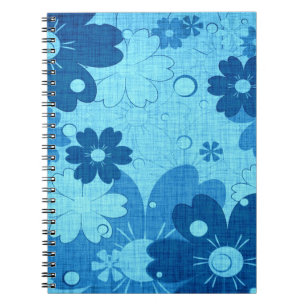 Trendy Blue Floral Vintage Spiral Notebook