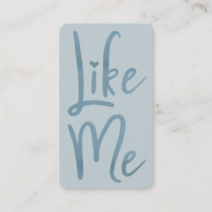 Trendy Blue Foil Brush Script Like Me Social Media Business Card