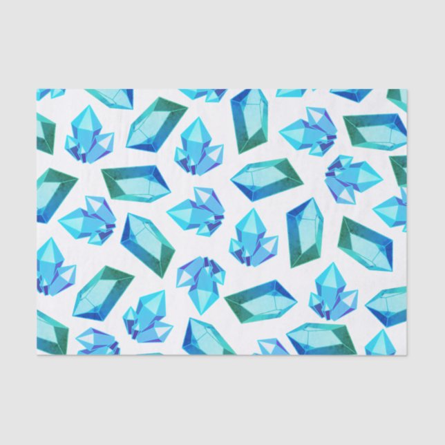 Trendy Blue & Green Geode Gemstones Tissue Paper (Front)