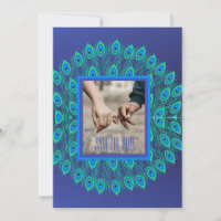 TRENDY BLUE GREEN PEACOCK BIRD FEATHER PATTERNED
