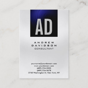 Trendy Blue Grey Monogram Consultant Business Card