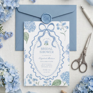 Trendy Blue Hydrangea Bridal Shower Invitation