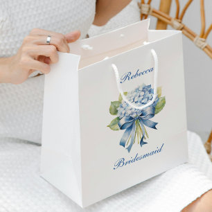 Trendy Blue Hydrangea Bridesmaid Proposal Medium Gift Bag
