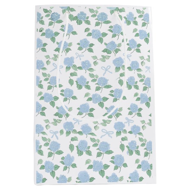 Trendy Blue Hydrangea  Medium Gift Bag (Front)