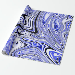 Trendy Blue Marble Swirl Wrapping Paper