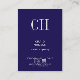 Trendy Blue Monogram Professional Business Card