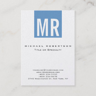 Trendy Blue Monogram Stripe Business Card