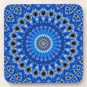 Trendy Blue Pattern Tropical Island Boho Coaster
