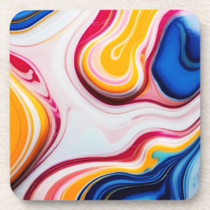 Trendy Blue Pink yellow white faux marble Coaster