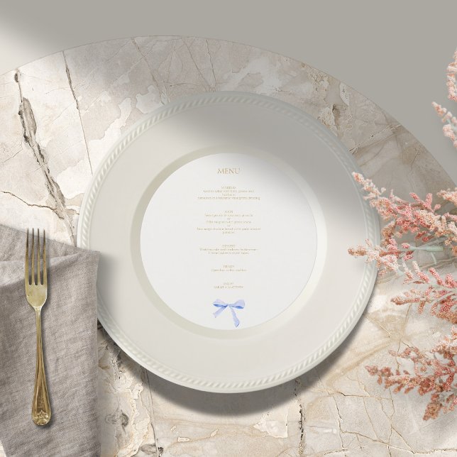 Trendy Blue Ribbon Circle Wedding Menu (Creator Uploaded)