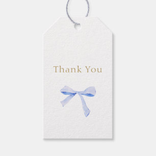Trendy Blue Ribbon Wedding Thank You Gift Tags