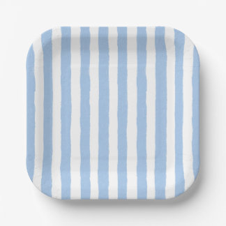 Trendy Blue Stripe Paper Plate