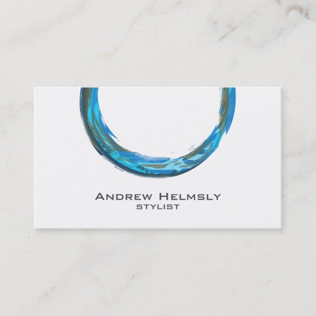 Trendy Blue Teal Circle Business Cards (Front)