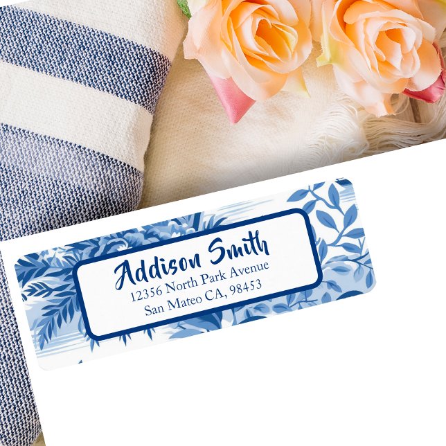 Trendy Blue Toile Return Address Label (Creator Uploaded)