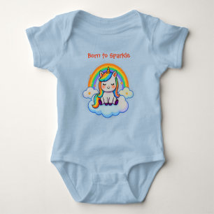 Trendy Blue Unicorn Baby T-Shirt Bodysuit