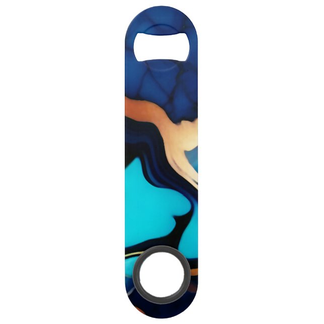 Trendy Blue yellow Gold faux marble (Front)
