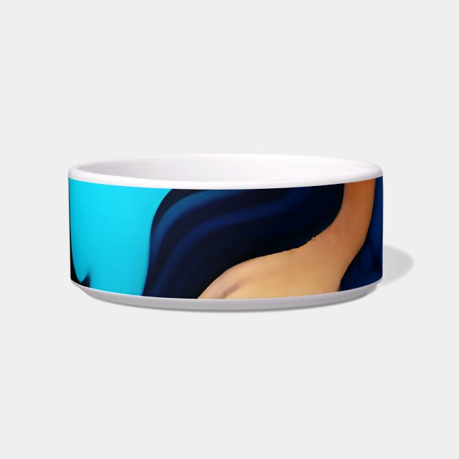 Trendy Blue yellow Gold faux marble  Bowl (Front)