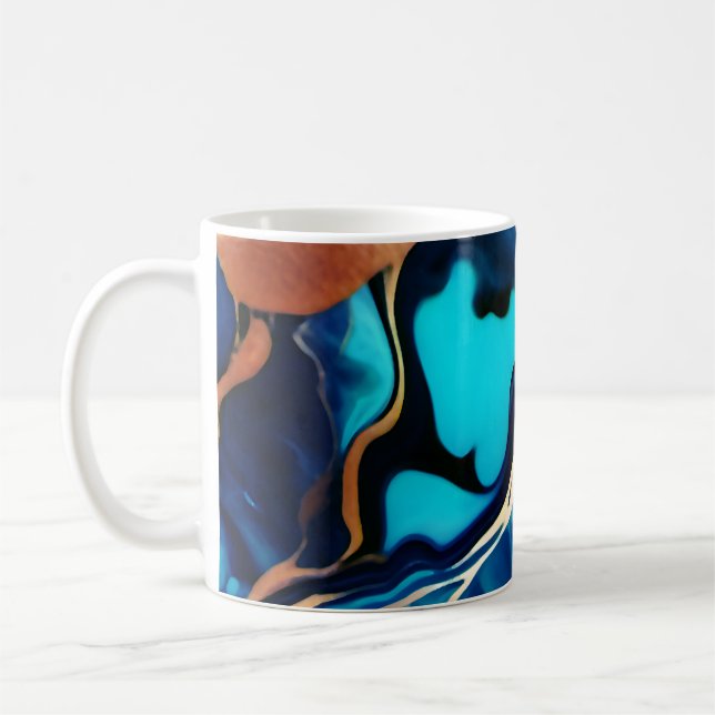 Trendy Blue yellow Gold faux marble Coffee Mug (Left)