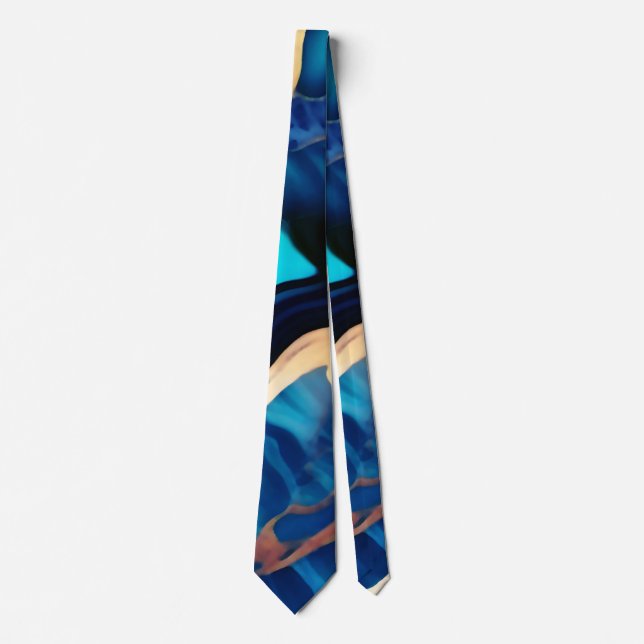 Trendy Blue yellow Gold faux marble Tie (Front)
