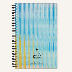 Trendy Blue Yellow Prismatic Glass Modern Monogram Notebook