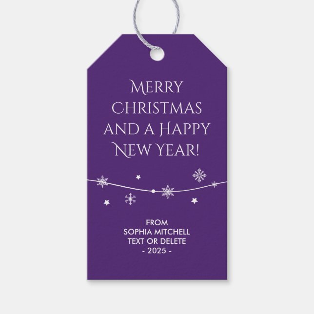 Trendy - Bluish Purple - Snowflake Gift Tags (Front)
