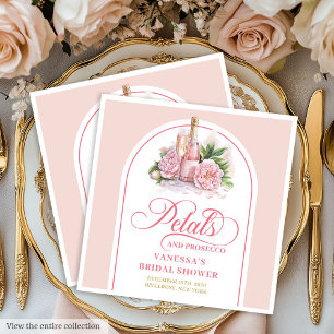 Trendy Blush and Gold Petals and Prosecco Napkins