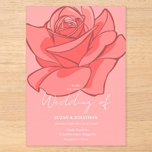 Trendy Blush Boho Wedding Invitation (Front)