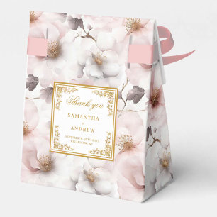 Trendy Blush Gold Watercolor Wedding Thank You Box
