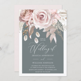 Trendy Blush & Ivory Boho Arch Wedding  Invitation