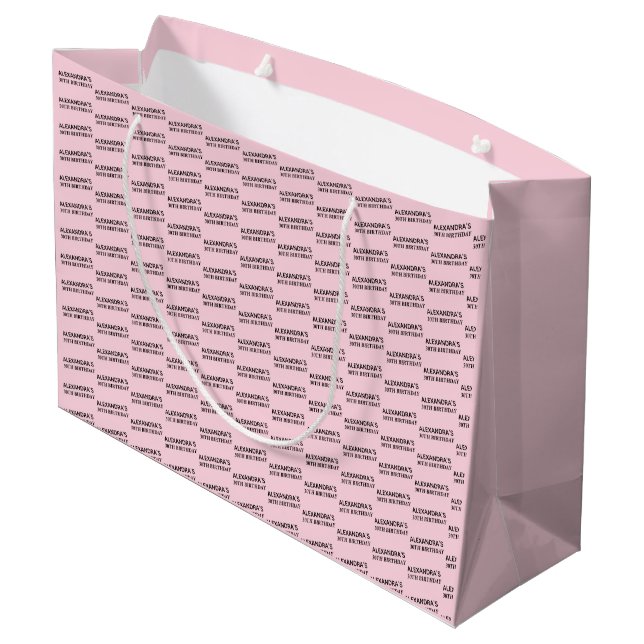 Trendy Blush Pink 30th Birthday Name Large Gift Bag (Back Angled)
