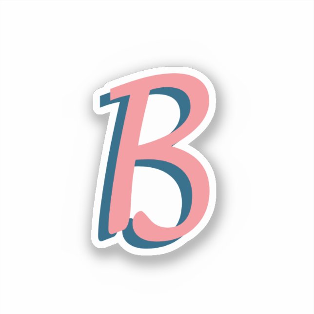 Trendy Blush Pink 3D Text Initial | Neon Teal  (Front)