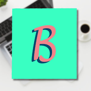 Trendy Blush Pink 3D Text Initial Neon Teal Notepad