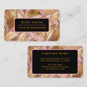 Trendy Blush Pink Gold Boho Leaves Collection Business Card