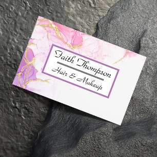 Trendy Blush Pink Marble Hair Stylist Business Card