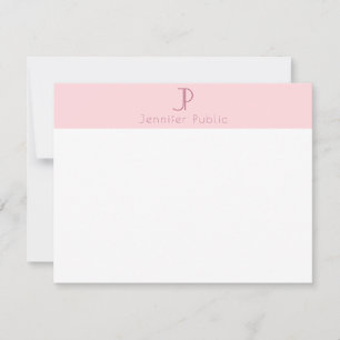 Trendy Blush Pink Monogram Elegant Simple Design Card