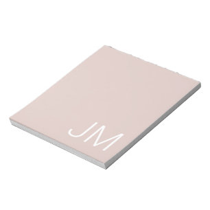Trendy Blush Pink Oversized Monogrammed Initials Notepad
