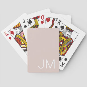 Trendy Blush Pink Oversized Monogrammed Initials Playing Cards