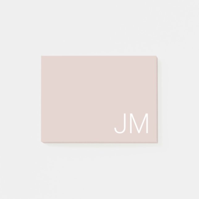 Trendy Blush Pink Oversized Monogrammed Initials Post-it Notes (Front)
