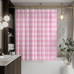 Trendy Blush Pink Shower Curtain Cosy Plaid Vibes