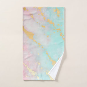 Trendy Blush Pink Soft Mint Gold Luxury Collection Bath Towel Set