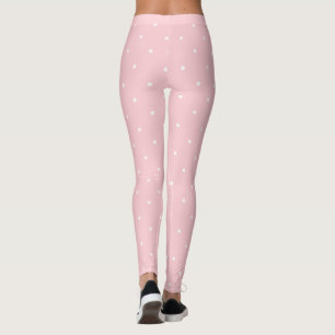 Trendy Blush Pink White Circles Dots Chic Template Leggings