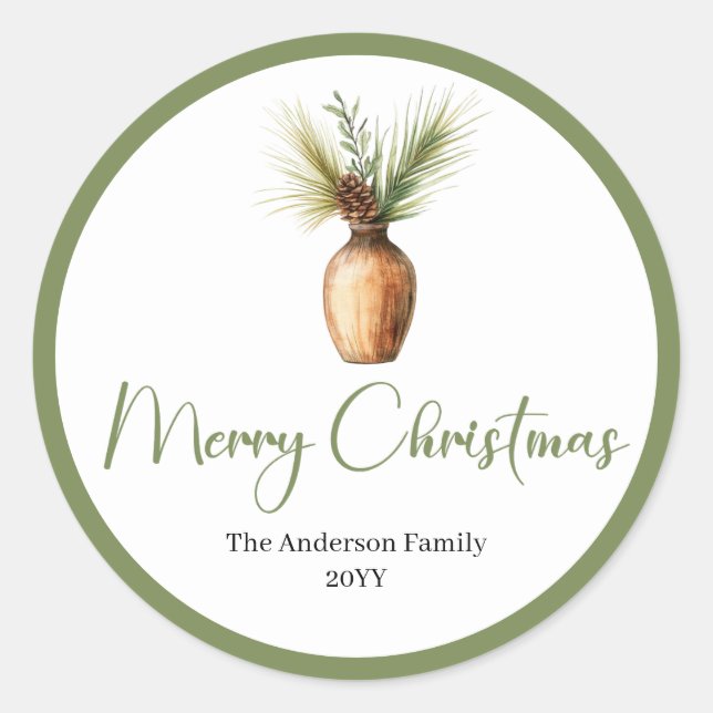 Trendy Bohemian Cozy Rustic Christmas Favor Label  (Front)