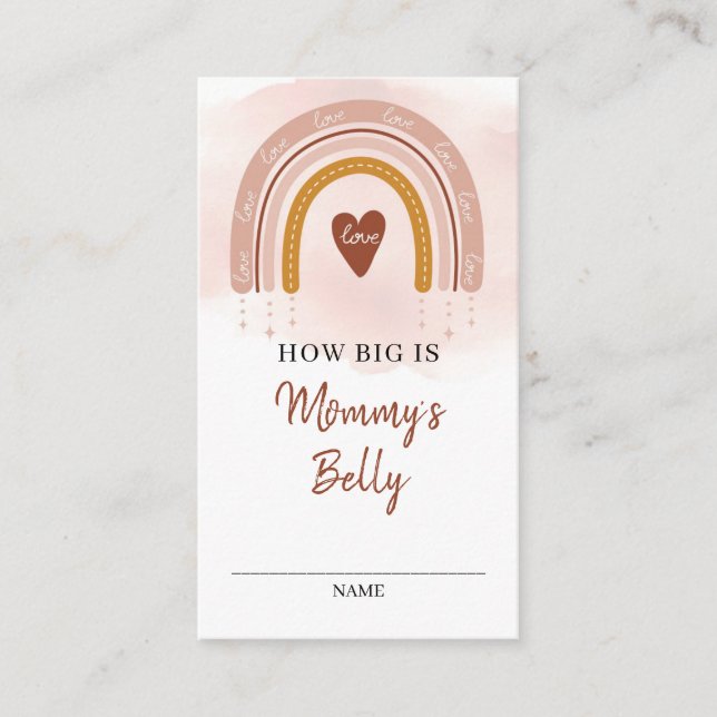Trendy Boho Blush Pink Rainbow Mummy Belly card (Front)