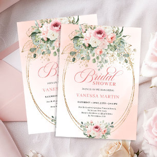 Trendy Boho Blush Roses Bridal Shower Invitation
