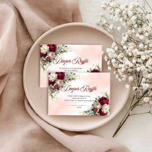 Trendy Boho Burgundy Gold Floral Diaper Raffle Enclosure Card