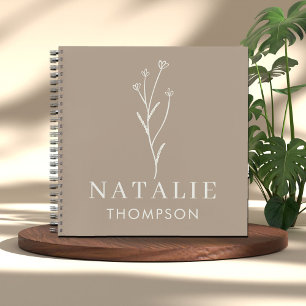Trendy Boho Chic Minimalist Custom Mustard Yellow Notebook