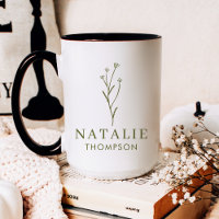 Trendy Boho Chic Olive Green Flower Personalised